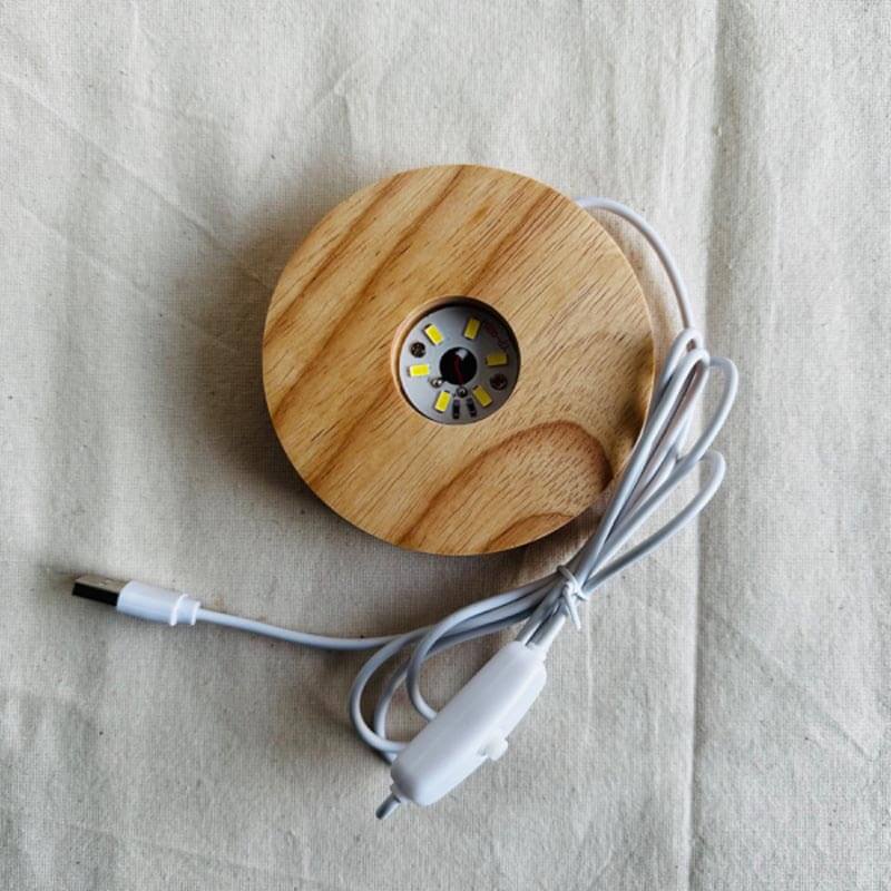 Luminária para Cristal - base de madeira LED.